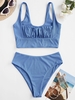 Women Tankinis ZAFUL Square Ribbed Ruched Tankini Swimwear S Ocean blue
