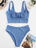 Women Tankinis ZAFUL Square Ribbed Ruched Tankini Swimwear Xl Ocean blue