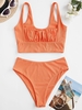 Women Tankinis ZAFUL Square Ribbed Ruched Tankini Swimwear Xl Orange