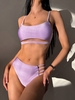 Women Tankinis ZAFUL Strap Cutout High Cut Cropped Tankini Swimwear M Light purple