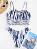 Women Tankinis ZAFUL Streak Dye Shirred Detail High Cut Tankini Swimwear Xl Midnight blue