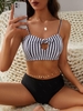 Women Tankinis ZAFUL Striped Tied Keyhole Tankini Swimwear Xxl Black
