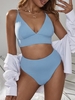 Women Tankinis ZAFUL Textured Lace Up Cross High Cut Tankini Swimwear Xxl Light blue