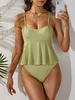 Women Tankinis ZAFUL Textured Underwire Peplum Tankini S Light green