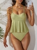 Women Tankinis ZAFUL Textured Underwire Peplum Tankini Xxl Light green