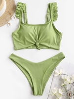 Women Tankinis ZAFUL The Soul Knot M Green peas