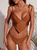 Women Tankinis ZAFUL Tie Strap Bandana Hem Cropped Tankini Swimwear Xl Coffee