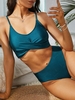Women Tankinis ZAFUL Twisted Cross Cropped Tankini Swimwear M Deep green