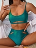 Women Tankinis ZAFUL Underboob Cutout High Waist Tankini Swimwear Xl Deep green