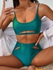 Women Tankinis ZAFUL Underboob Cutout High Waist Tankini Swimwear Xxl Deep green