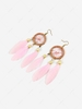Wooden Bead Decor Feather Dreamcatcher Pendant Earrings