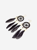 Wooden Bead Decor Feather Dreamcatcher Pendant Earrings