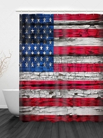 Wooden Board and American Flag Pattern Shower Curtain