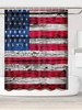 Wooden Board and American Flag Pattern Shower Curtain