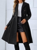 Wool Blend Belted Skirted Coat L Black