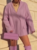 Wool Blend Drop Shoulder One Button Coat S Light pink