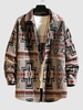 Wool Blend Ethnic Aztec Printed Pocket Vintage Shirt Jacket 2xl Beige