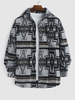 Wool Blend Ethnic Aztec Printed Pocket Vintage Shirt Jacket Xl Black