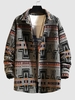 Wool Blend Ethnic Aztec Printed Pocket Vintage Shirt Jacket Xl Gray