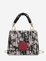 Wool Dual Handle Flap Crossbody Bag