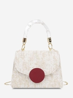 Wool Dual Handle Flap Crossbody Bag