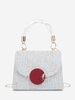 Wool Dual Handle Flap Crossbody Bag