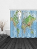World Map Pattern Waterproof Shower Curtain