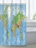 World Map Pattern Waterproof Shower Curtain