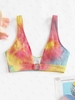 Wrinkle Textured Tie Dye Bikini Top M Multi a