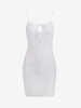 Wrinkled Tie Collar Cami Slinky Dress M White