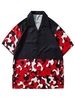 Y2K Aesthetic Camouflage Pattern Short Sleeve Shirt S Lava red