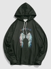 Y2K Aesthetic Colorful Wings Print Graphic Hoodie M Black