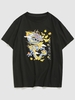 Y2K Aesthetic Dragon Kanji Print Graphic T-shirt 2xl Black
