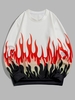 Y2K Aesthetic Fire Flame Casual Sweatshirt 2xl White