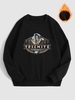 YOSEMITE Mountain Pattern Thermal Fleece-lined Sweatshirt S Black