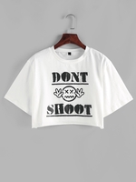 ZAFUL Cropped Graphic Tee L White