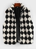 ZAFUL Faux Fur Argyle Pattern Waistcoat L Black