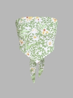 ZAFUL Floral Print Strapless Pointed Scarf Top L Light green