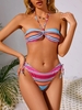 ZAFUL Halter Cinched Stripes Multiway Cheeky Bikini Swimwear S Orange