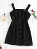 ZAFUL Mock Buttons Corduroy Mini Dress Xl Black