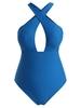 ZAFUL Plus Size Criss Cross One-piece Swimsuit Xl Blue