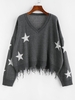 ZAFUL Ripped Stars Jacquard Sweater L Gray