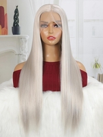 zaful 13*1 Lace Front Mixed Color Silky Straight Long Synthetic Wig