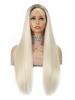 zaful 13*1 Lace Front Silky Straight Long Black Gradient White Synthetic Wig