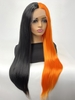 zaful 13*3 Lace Front Black and Orange Two Tone Color Long Straight Synthetic Wig