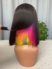 zaful 13*4 Lace Black and Colorful Color Mixed Bob Human Hair Wig