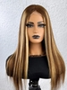 zaful 13*4 Lace Front 150% Human Hair Brown Mixed Golden Straight Wig