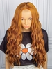 zaful 1.5x3.5 Lace Front Long Wavy Orange Synthetic Wig