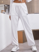 ZAFUL Athflow Logo Patched Pockets Wide Leg Pants Xl White