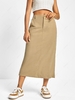 ZAFUL Back Slit Corduroy Midi Skirt M Light coffee